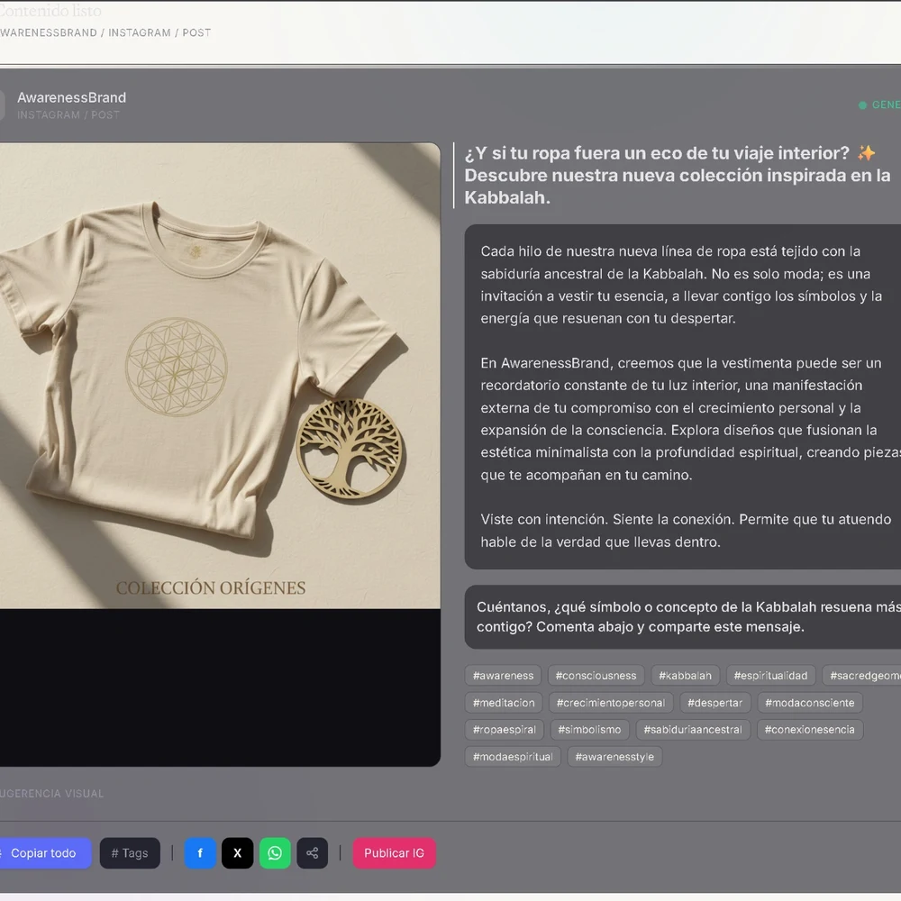 Praxis Marketing dashboard de generacion de contenido con IA